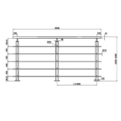 Grand Verre Garde-Corps, Balustrade<Kit Rambarde 2ml garde-corps avec 5 traverses fixation à plat en aluminium Gris mat
