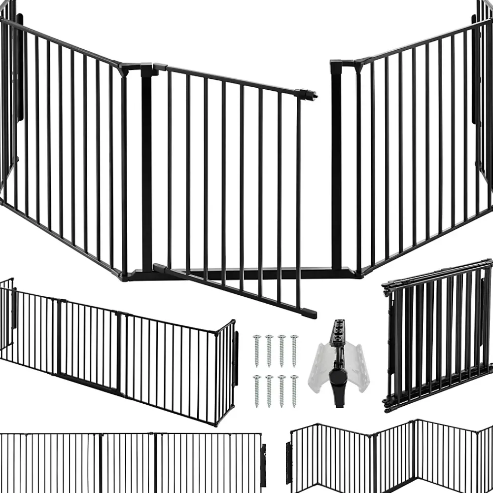 Tectake Grille de protection pour cheminée, barrière de sécurité enfant bébé- Barrière De Sécurité