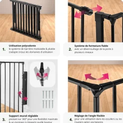 Tectake Grille de protection pour cheminée, barrière de sécurité enfant bébé- Barrière De Sécurité
