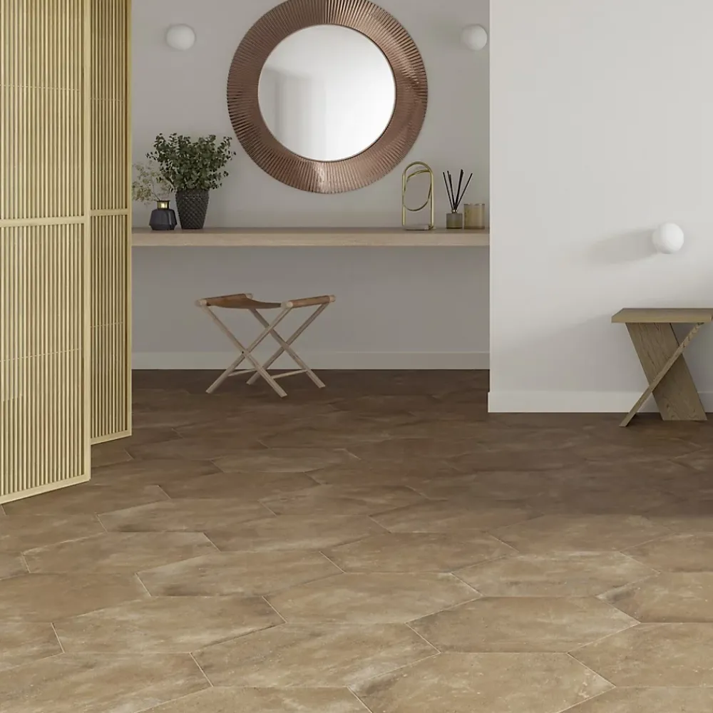 Lux Mosaic Grès Cérame Premium Format 56x48,5 Intérieur/Extérieur Parma Terra Hexagonal Effet Terre Cuite- Carrelage Extérieur Et Terrasse
