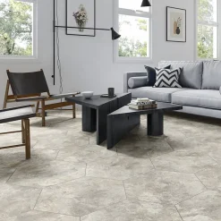 Lux Mosaic Grès Cérame Premium Format 56x48,5 Intérieur/Extérieur Arlet Taupe Hexagonal Effet Travertin- Carrelage Extérieur Et Terrasse