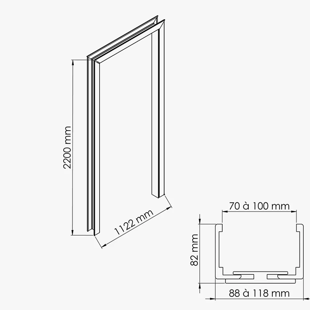 Coulicool Bloc Porte<Habillage de Cloison 1 m - Noir