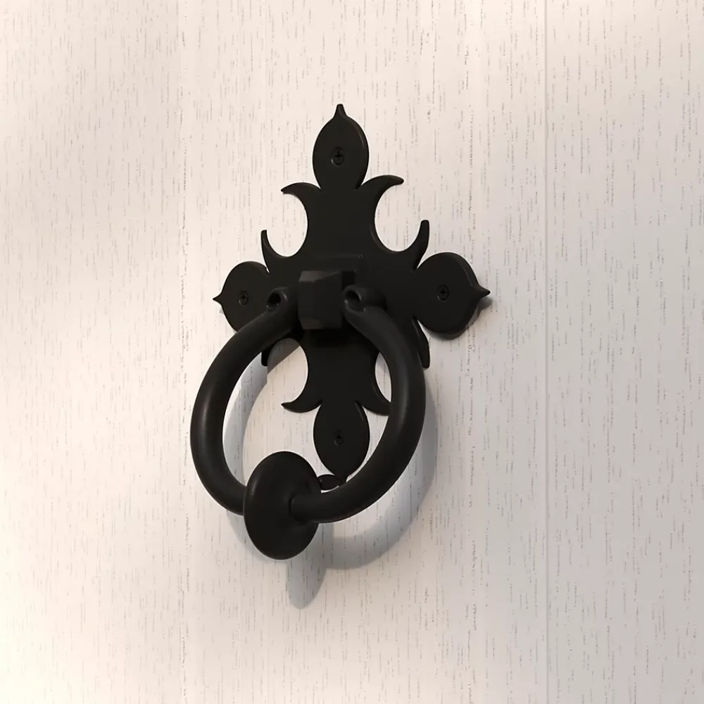 GoodHome Heurtoir de porte extérieur Kilhog noir H.170 mm x l.140 mm- Poignée De Porte Extérieure