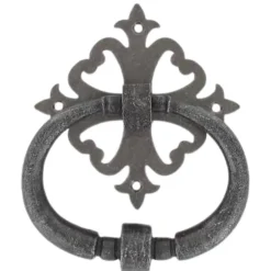Secury-T Poignée De Porte Extérieure<Heurtoir de porte fer sur rosace carré ajourée vieil argent argent antique