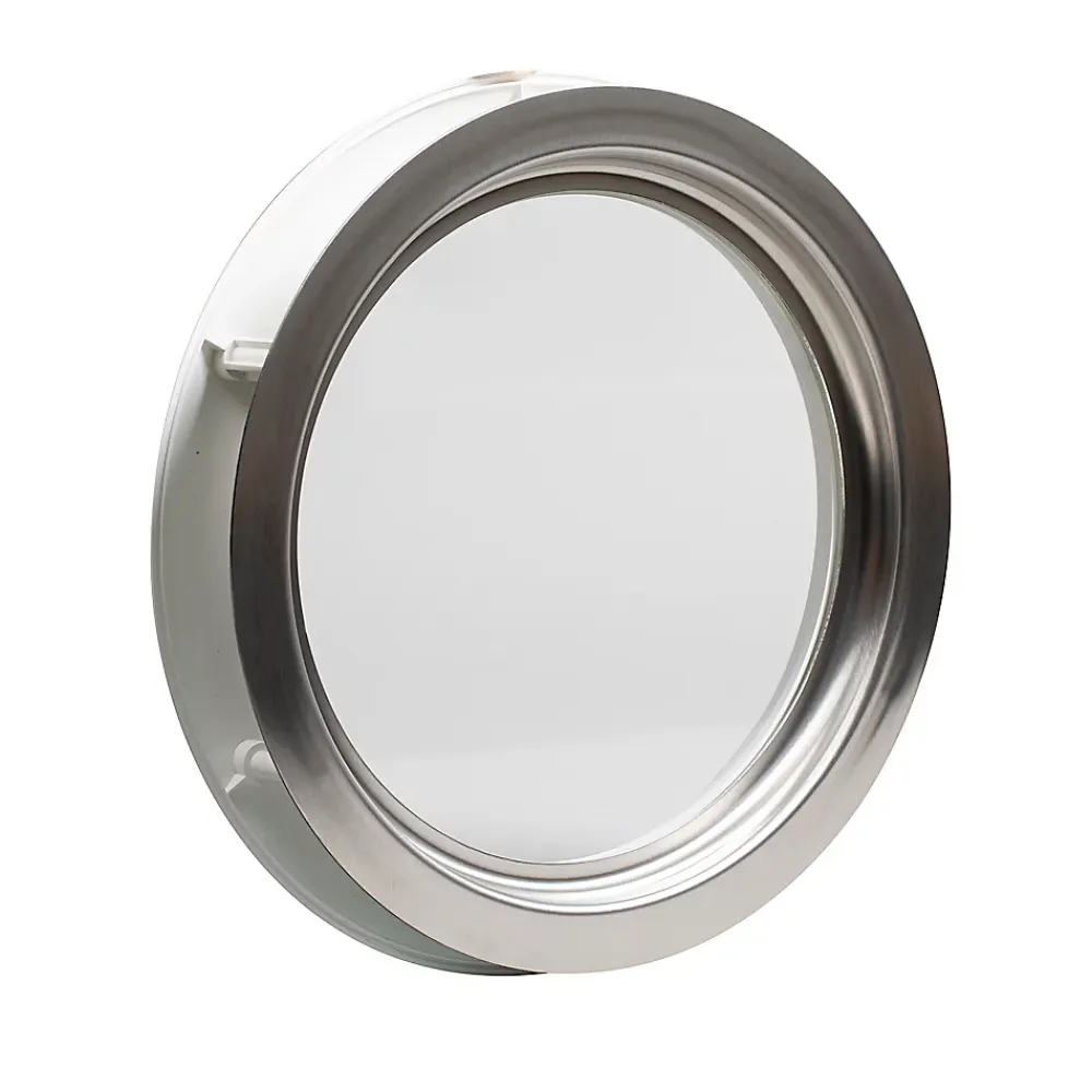 GoodHome Accessoire Pour Porte De Garage<Hublot pour porte de garage circulaire en acier inoxydable argenté Ø.30,5 x H.30,5 cm