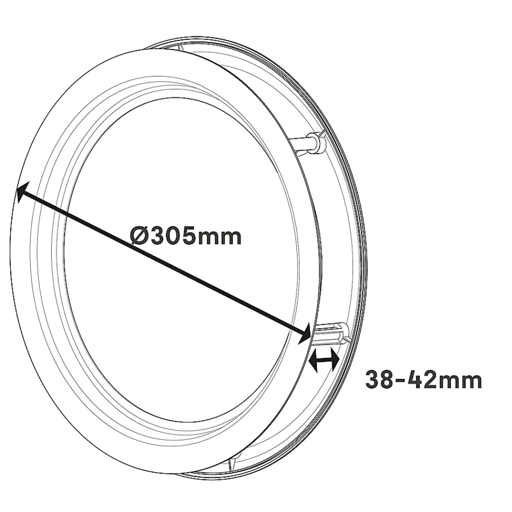 GoodHome Accessoire Pour Porte De Garage<Hublot pour porte de garage circulaire en acier inoxydable argenté Ø.30,5 x H.30,5 cm
