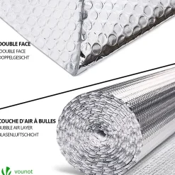 Vounot Accessoire Pour Fenêtre<Isolant thermique a bulle double couche aluminium radiateur reflecteur 1.22x20m