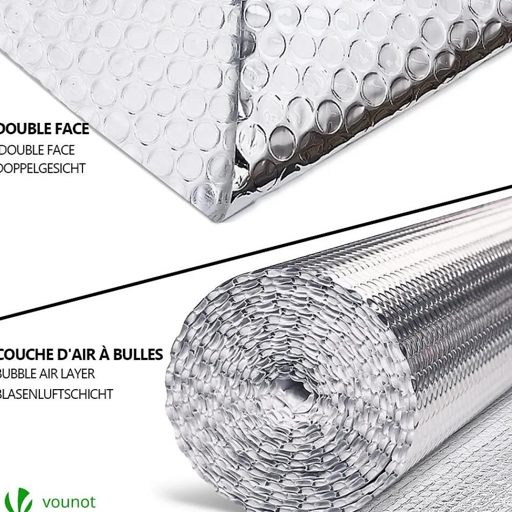 Vounot Accessoire Pour Fenêtre<Isolant thermique a bulle double couche aluminium radiateur reflecteur 1.22x10m