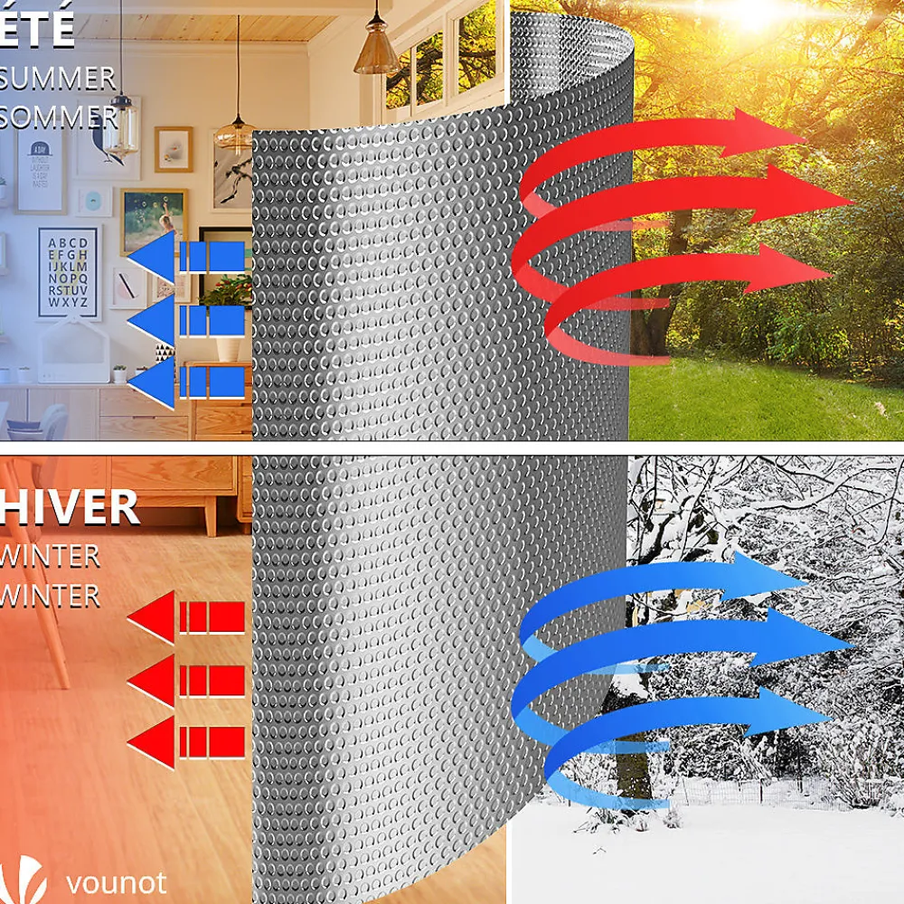 Vounot Accessoire Pour Fenêtre<Isolant thermique a bulle double couche aluminium radiateur reflecteur 1.22x10m