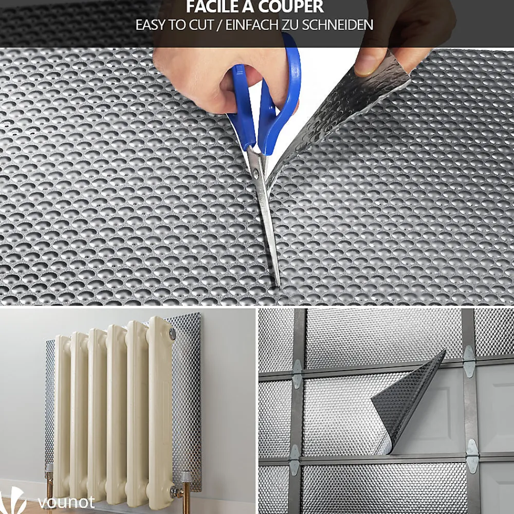 Vounot Isolant thermique a bulle double couche aluminium radiateur reflecteur 0.6x10m- Accessoire Pour Fenêtre