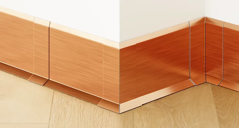 Ilcom Plinthe Pour Parquet Et Stratifié<Jeu FI en acier inoxydable pour plinthe Cuivre satiné - 60mm x 30mm x 12mm