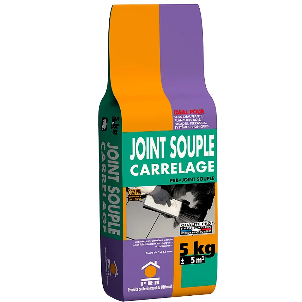 Prb Joint Amélioré Souple Carrelage A74 Beige Tibet 5kg - Joint Haute Performance pour Murs et Sols Intérieur / Extérieur - Finition- Joint Carrelage Sol