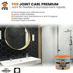 Prb Joint Carrelage Sol<Joint Carrelage Premium B77 Beige Foncé 5kg - Joint Fin Amélioré Souple pour Murs et Sols Intérieur/Extérieur - Haute Résistance