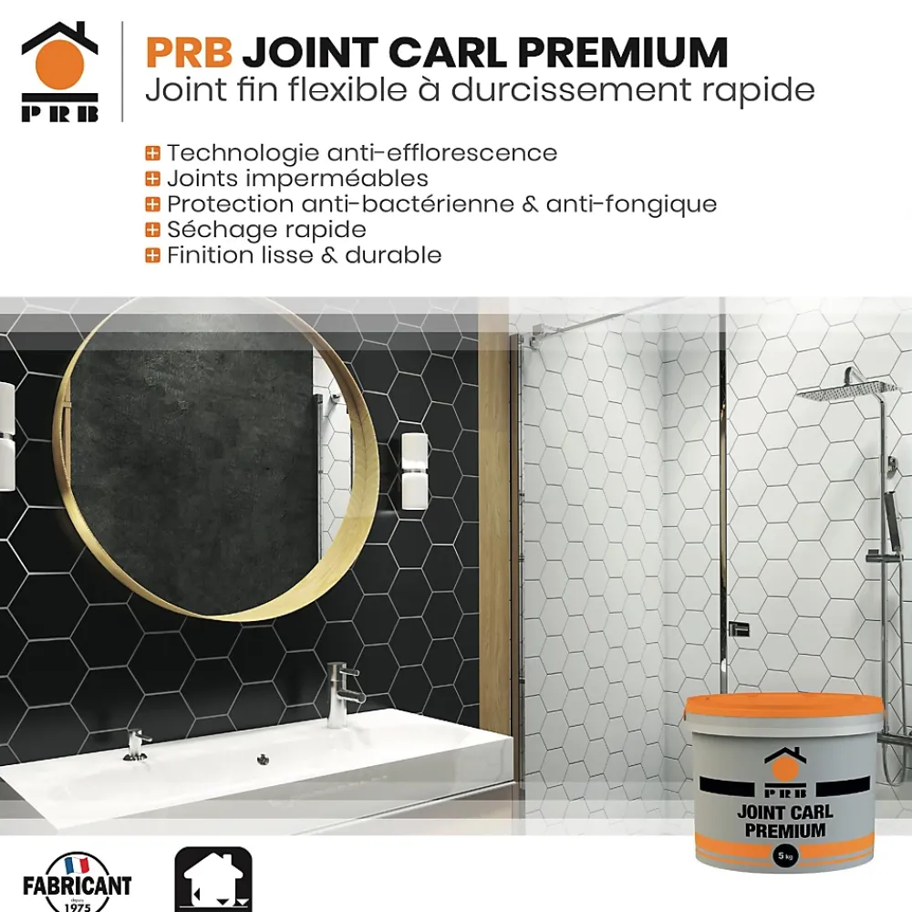 Prb Joint Carrelage Sol<Joint Carrelage Premium B77 Beige Foncé 5kg - Joint Fin Amélioré Souple pour Murs et Sols Intérieur/Extérieur - Haute Résistance
