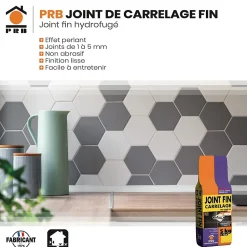 Prb Joint de Carrelage Fin B20 Blanc 3kg - Finition Esthétique, Haute Résistance à lEau et à lAbrasion - Intérieur / Extérieur- Joint Carrelage Sol