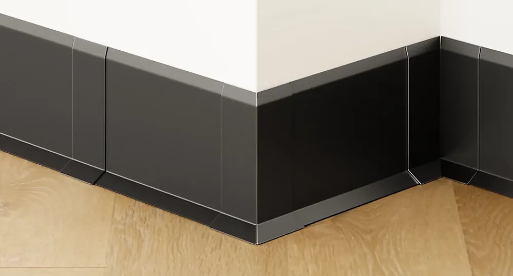 Ilcom Plinthe Pour Parquet Et Stratifié<Joint FI en acier inoxydable pour plinthe Noir mat - 60mm x 30mm x 12mm