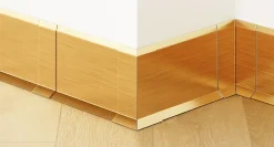 Ilcom Joint FI en acier inoxydable pour plinthe Or satiné - 100mm x 30mm x 12mm- Plinthe Pour Parquet Et Stratifié
