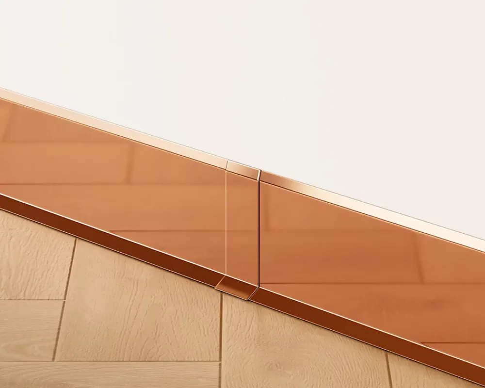 Ilcom Joint FI en acier inoxydable pour plinthe Cuivre poli - 80mm x 30mm x 12mm- Plinthe Pour Parquet Et Stratifié