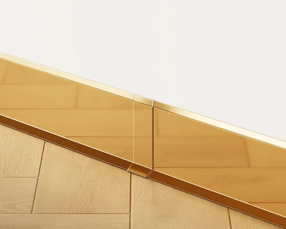 Ilcom Plinthe Pour Parquet Et Stratifié<Joint FI en acier inoxydable pour plinthe Or poli - 100mm x 30mm x 12mm