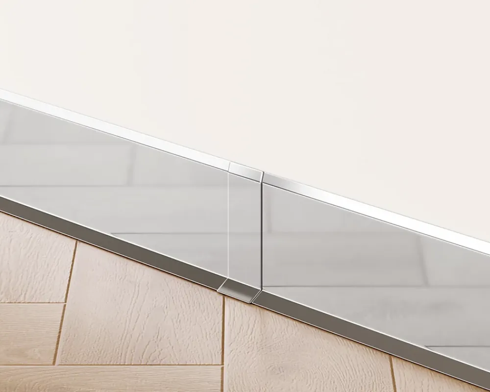 Ilcom Plinthe Pour Parquet Et Stratifié<Joint FI en acier inoxydable pour plinthe Argent poli - 100mm x 30mm x 12mm