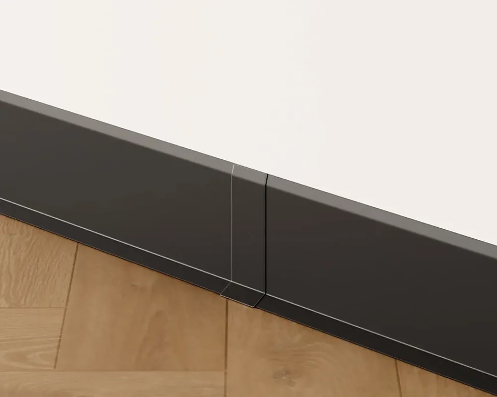 Ilcom Joint FI en acier inoxydable pour plinthe Noir mat - 80mm x 30mm x 12mm- Plinthe Pour Parquet Et Stratifié