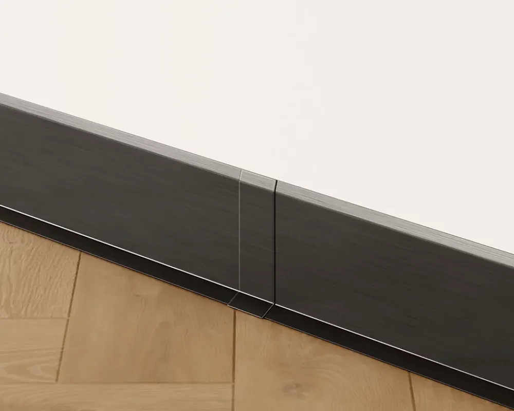 Ilcom Joint FI en acier inoxydable pour plinthe Noir satiné - 60mm x 30mm x 12mm- Plinthe Pour Parquet Et Stratifié
