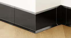Ilcom Joint FI en acier inoxydable pour plinthe Noir satiné - 60mm x 30mm x 12mm- Plinthe Pour Parquet Et Stratifié