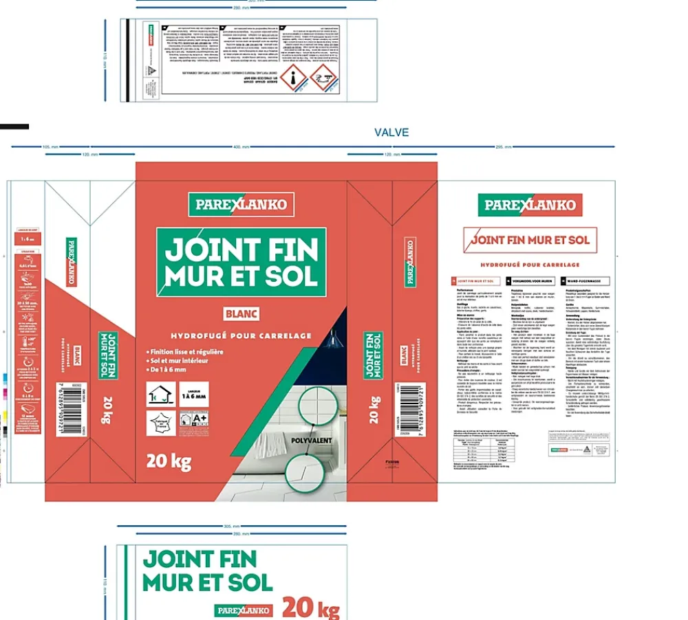 Parexlanko Joint Carrelage Sol|Joint Carrelage Mural<Joint fin pour carrelage mur et sol blanc 20 kg