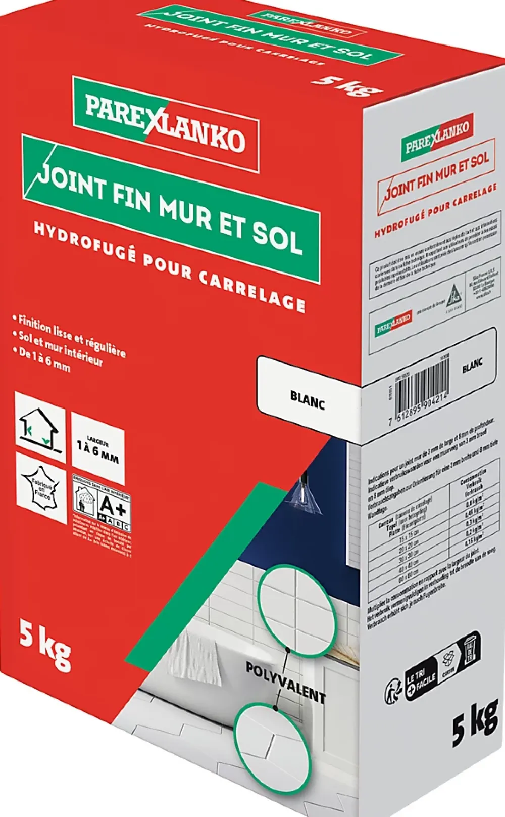 Parexlanko Joint Carrelage Sol|Joint Carrelage Mural<Joint fin pour carrelage mur et sol blanc 5 kg