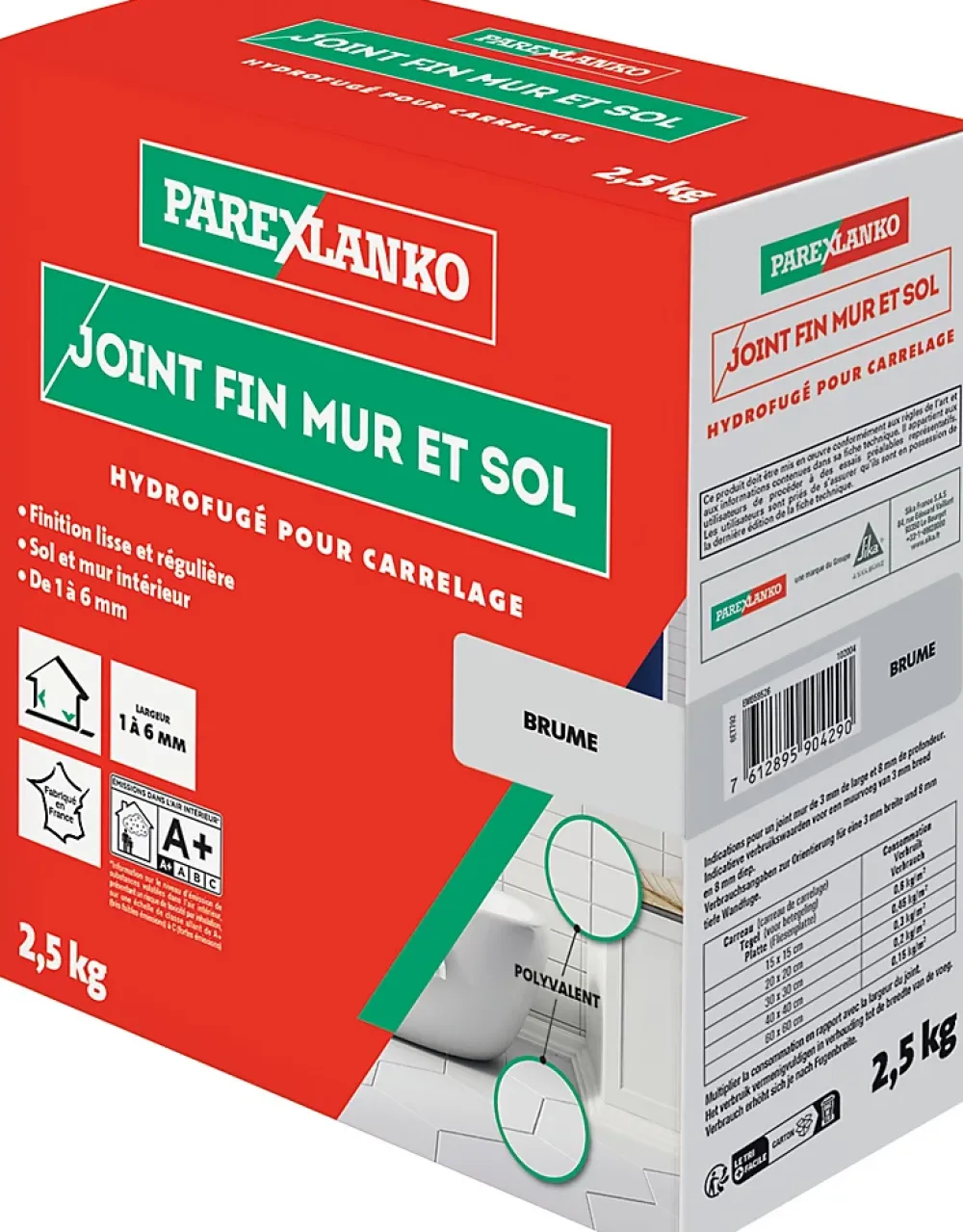 Parexlanko Joint Carrelage Sol|Joint Carrelage Mural<Joint fin pour carrelage mur et sol brume 2,5 kg