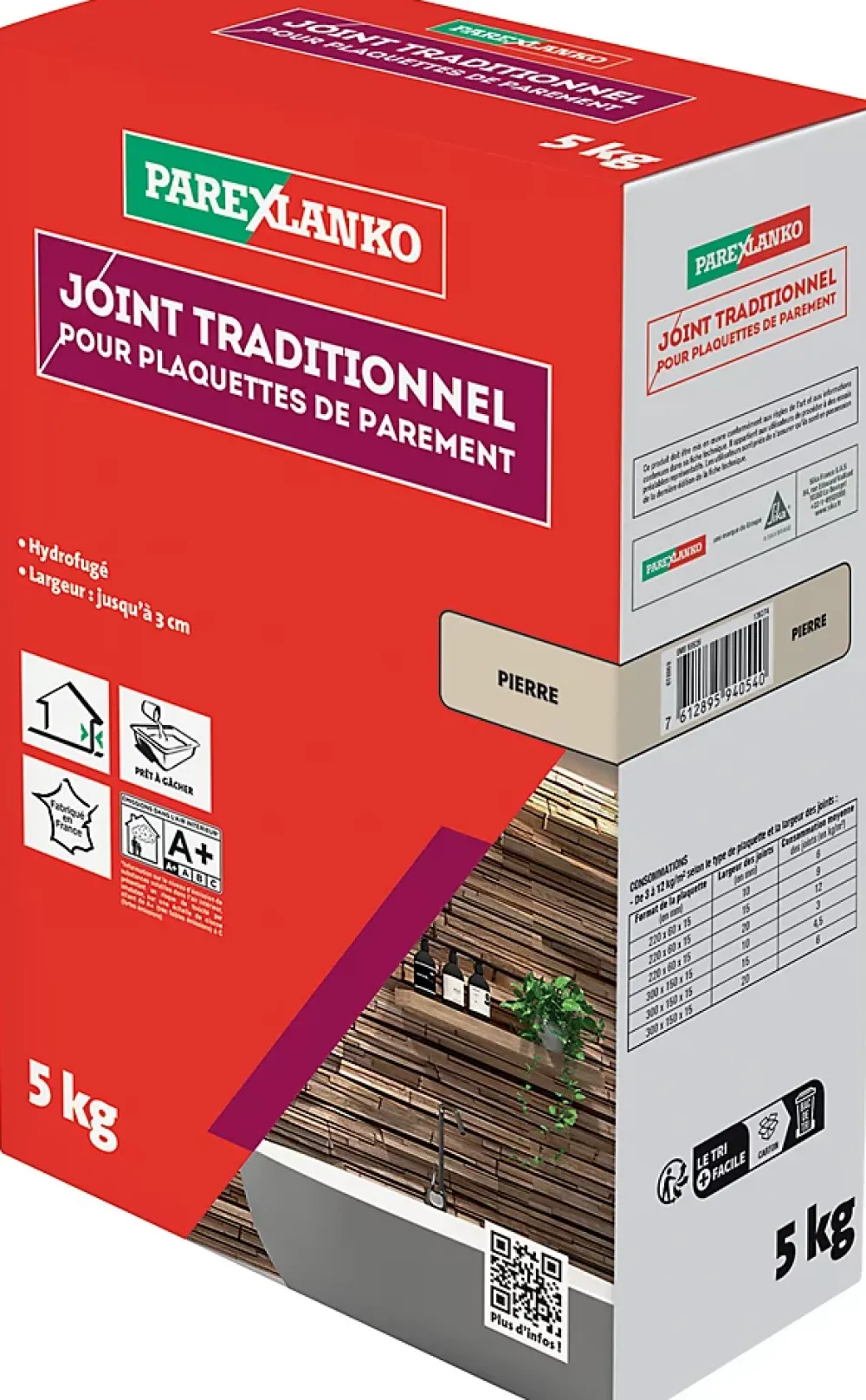 Parexlanko Joint pour plaquettes de parement intérieur et extérieur pierre poudre 5kg- Plaquette De Parement|Plaquette De Parement