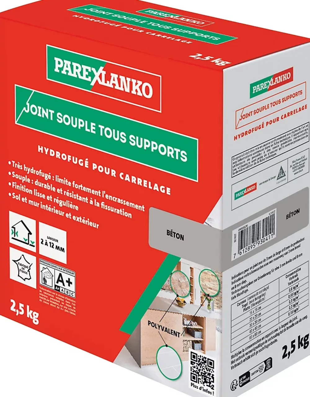 Parexlanko Joint souple tous supports béton 2,5 kg- Joint Carrelage Sol|Joint Carrelage Mural