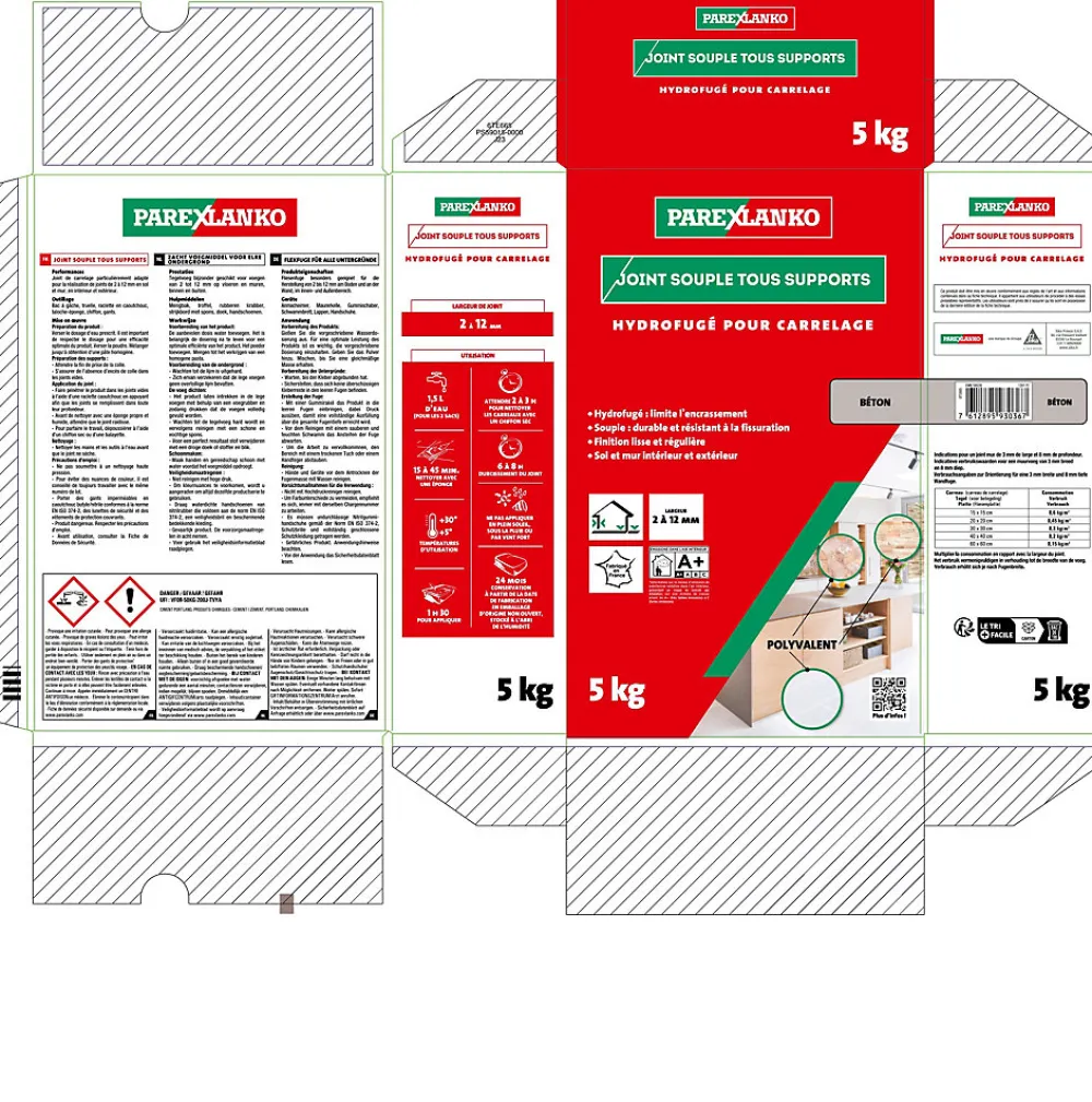 Parexlanko Joint Carrelage Mural|Joint Carrelage Sol<Joint souple tous supports béton 5 kg