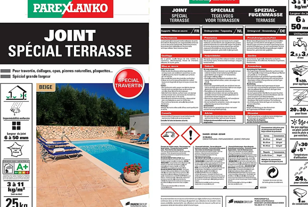 Parexlanko Joint spécial terrasse beige 25Kg- Joint Carrelage Sol