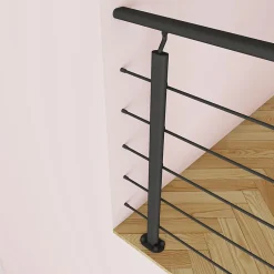 Saniland Kit Balustrade 1ml garde-corps avec 5 barreaux fixation à plat en aluminium noir mat- Garde-Corps, Balustrade