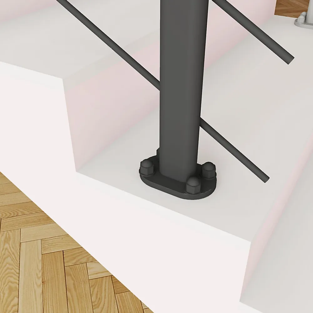 Saniland Kit Balustrade 1ml garde-corps avec 5 barreaux fixation à plat en aluminium noir mat- Garde-Corps, Balustrade