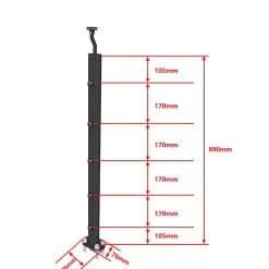 Saniland Kit Balustrade 1ml garde-corps avec 5 barreaux fixation à plat en aluminium noir mat- Garde-Corps, Balustrade