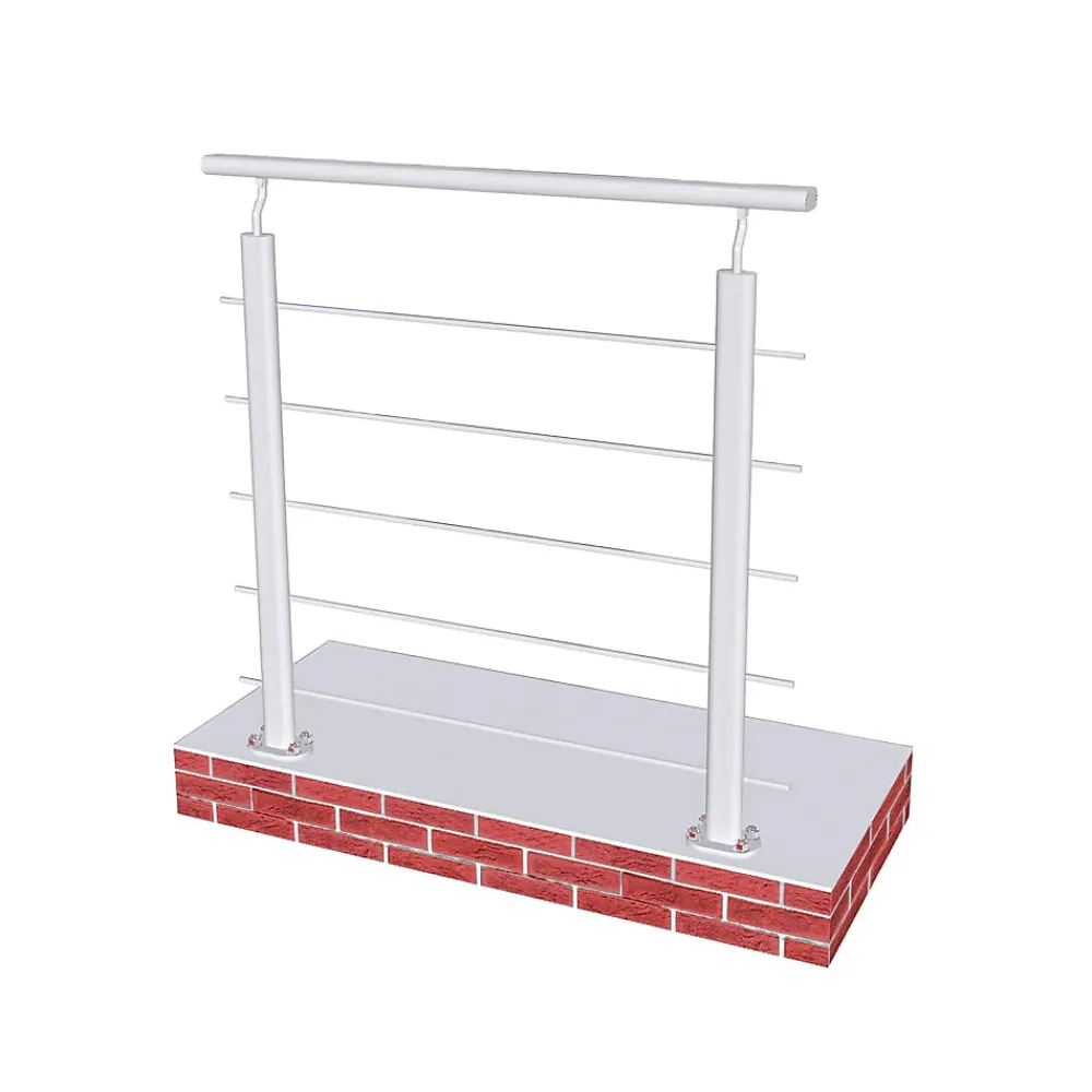 Saniland Kit Balustrade 1ml garde-corps avec 5 traverses fixation à plat en aluminium Gris mat- Garde-Corps, Balustrade