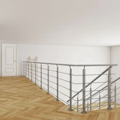 Saniland Kit Balustrade 1ml garde-corps avec 5 traverses fixation à plat en aluminium Gris mat- Garde-Corps, Balustrade