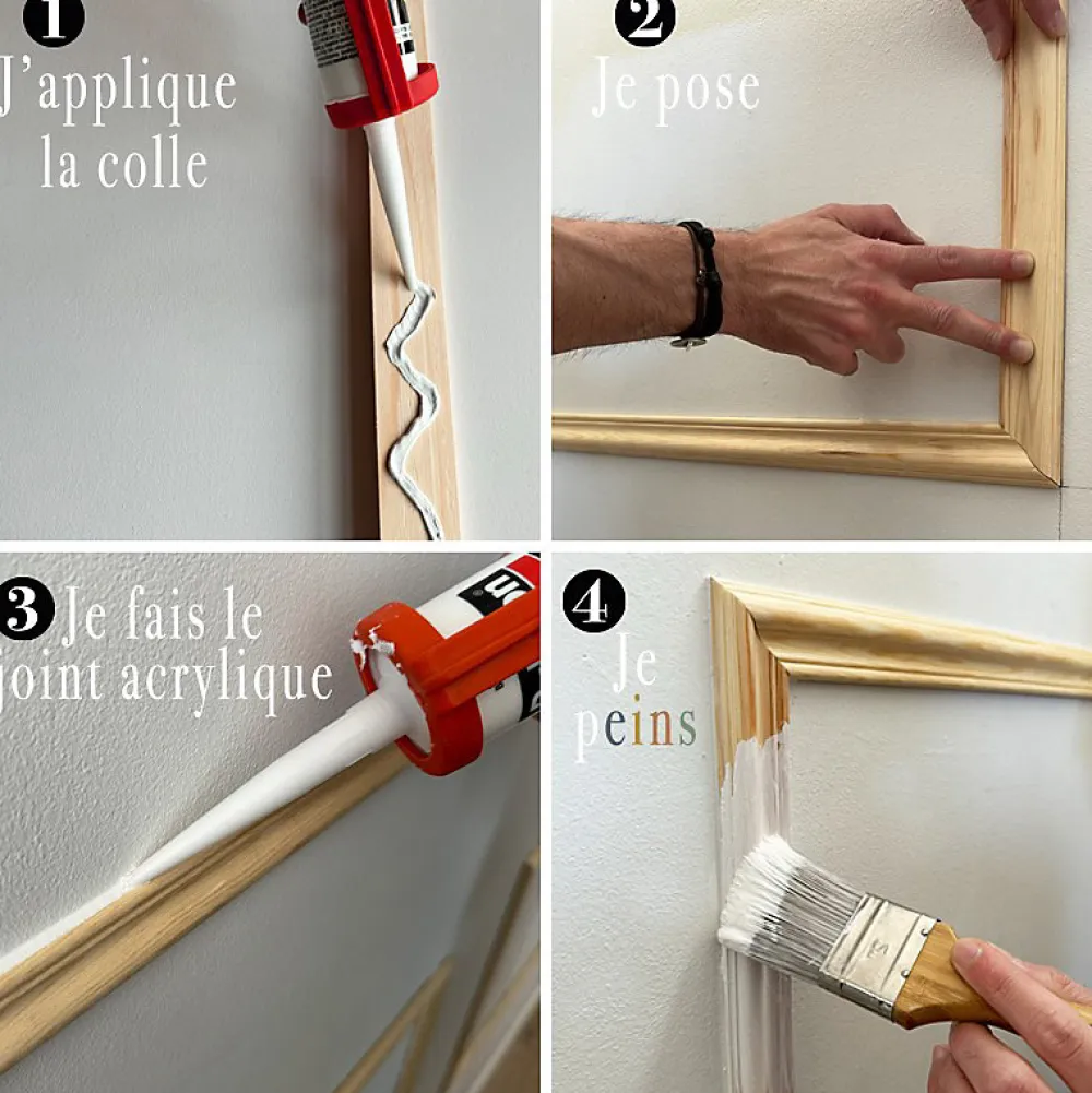 99DECO Moulure<Kit de 7 moulures murales en bois Pin des Landes - Prêt à coller et peindre - Apolline - 3 mètres