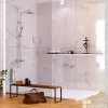 Kobert-in Kit de 2 Panneaux d'Habillage Décoratif Mural Douche, L120xl120x0.4 cm, finition marbre blanc, Mud White KOBERTIN- Panneau Mural De Salle De Bains