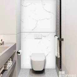 Kobert-in Kit de 2 Panneaux d'Habillage Décoratif Mural Douche, L120xl120x0.4 cm, finition marbre blanc, Mud White KOBERTIN- Panneau Mural De Salle De Bains