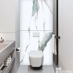 Kobert-in Panneau Mural De Salle De Bains<Kit de 2 Panneaux d'Habillage Décoratif Mural Douche, L120xl120x0.4 cm, finition bleu, Calacatta BLUE KOBERTIN