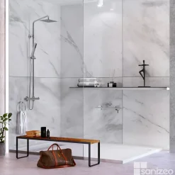 Kobert-in Panneau Mural De Salle De Bains<Kit de 2 Panneaux d'Habillage Décoratif Mural Douche, L120xl120x0.4 cm, finition marbre gris, Versilia KOBERTIN