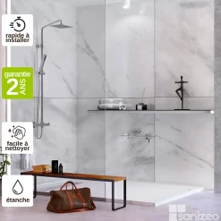 Kobert-in Panneau Mural De Salle De Bains<Kit de 2 Panneaux d'Habillage Décoratif Mural Douche, L120xl120x0.4 cm, finition marbre gris, Versilia KOBERTIN