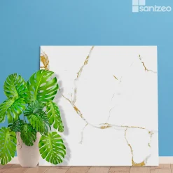 Kobert-in Kit de 2 Panneaux d'Habillage Décoratif Mural Douche, L120xl120x0.4 cm, finition doré, Calacatta GOLD KOBERTIN- Panneau Mural De Salle De Bains