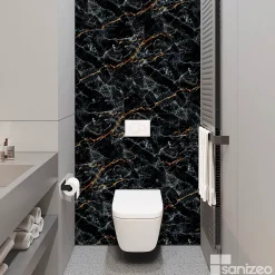 Kobert-in Panneau Mural De Salle De Bains<Kit de 2 Panneaux d'Habillage Décoratif Mural Douche, L120xl120x0.4 cm, finition marbre gris, Promise KOBERTIN