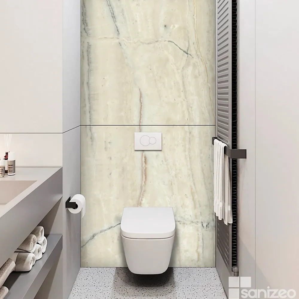 Kobert-in Panneau Mural De Salle De Bains<Kit de 2 Panneaux d'Habillage Décoratif Mural Douche, L120xl120x0.4 cm, finition marbre beige, Sabana KOBERTIN