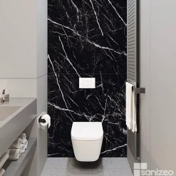 Kobert-in Kit de 2 Panneaux d'Habillage Décoratif Mural Douche, L120xl120x0.4 cm, finition marbre noir, Infinite Black KOBERTIN- Panneau Mural De Salle De Bains