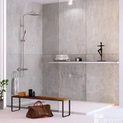 Kobert-in Panneau Mural De Salle De Bains<Kit de 2 Panneaux d'Habillage Décoratif Mural Douche, L120xl120x0.4 cm, finition béton, Urban Concrete KOBERTIN